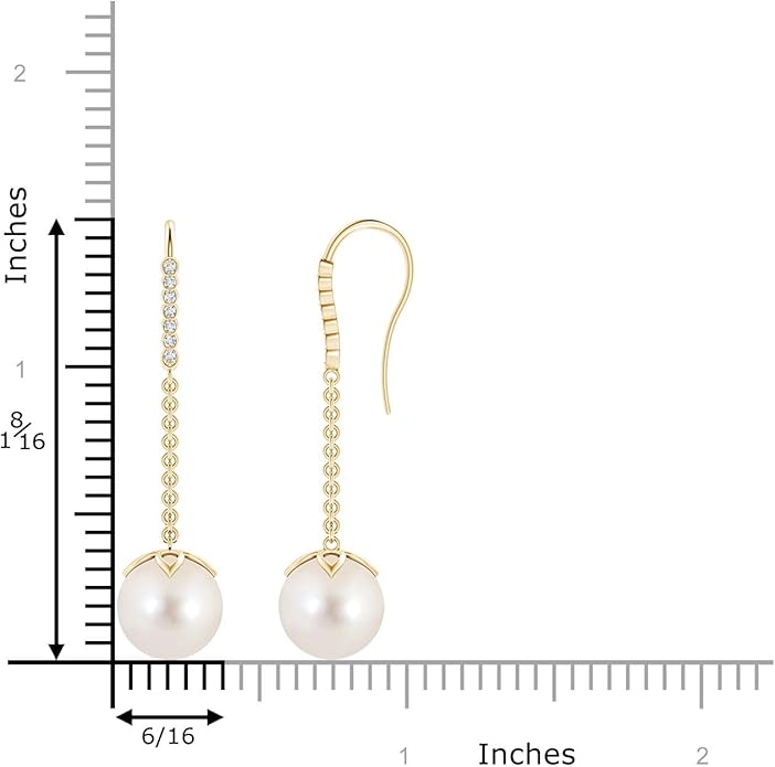 ANGARA Freshwater Pearl Earrings for Women | Round Freshwater Cultured Pearl Diamond Drop Earrings in 14K Solid Gold/Platinum | June Birthday, Anniversary, Gemstone Jewellery Gift