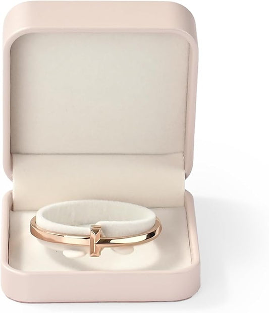 Leather Bracelet Gift Box Bangle Holder Jewelry Gift Box Velvet Interior Jewellry Storage Case for Proposal Engagement Wedding Day Valentine's Day (Pink)