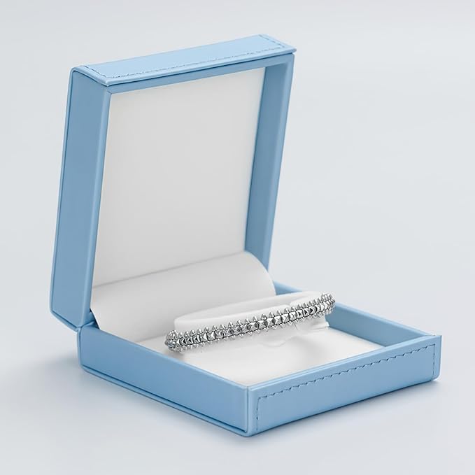 Leather Bracelet Box Bracelet Gift Box Jewelry Bangle Gift Box Velvet Interior Bangle Storage for Anniversary Wedding Birthday Mother's Day Gifts (Blue)