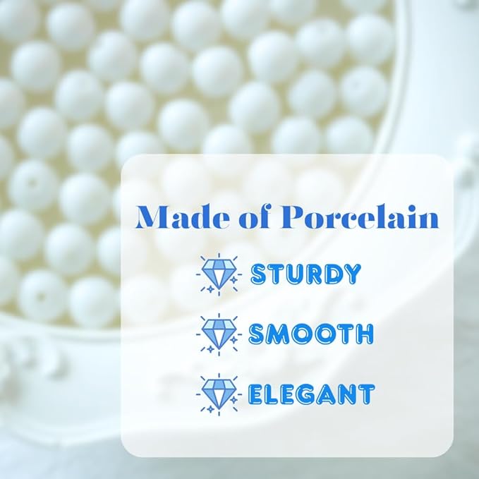 Jabrand 100pcs White Beads, 8mm Porcelain Beads for Jewelry Making Round Ceramic Bead Unique Vintage Bead for Craft Beading Kit Bracelets DIY Decor