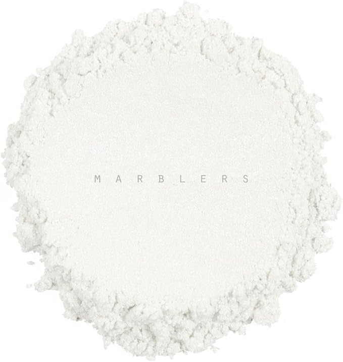 MARBLERS White Mica Powder [Natural White] 4oz (113g) | Cosmetic | Epoxy Resin Pigment, Dye | Non-Toxic, Vegan, Cruelty-Free | Lip Gloss, Nails, Body Butter, Bath Bomb, Candle & Soap Making