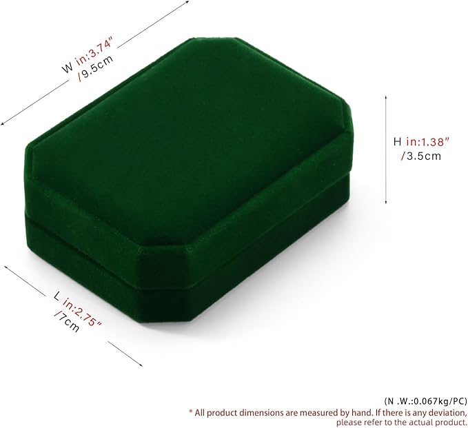 Green Small Necklace Box Velvet Jewelry Gift Box for Pendant Necklace Octagonal Jewelry Pendant Gift Box