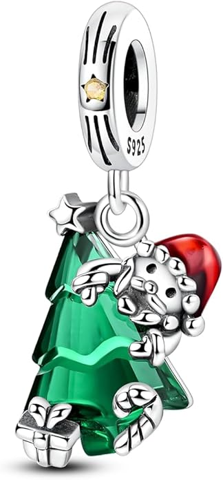 Parmuz 925 Sterling Silver Christmas Charm for Bracelet Snowflake Dangle Beads Santa Claus Snowman Deer Charm Gifts for Women