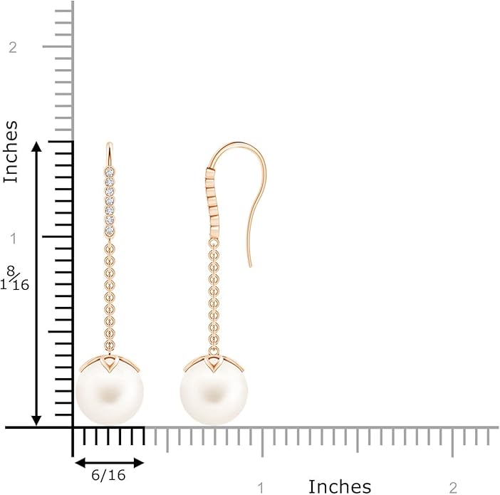 ANGARA Freshwater Pearl Earrings for Women | Round Freshwater Cultured Pearl Diamond Drop Earrings in 14K Solid Gold/Platinum | June Birthday, Anniversary, Gemstone Jewellery Gift
