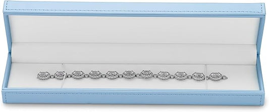 Jewelry Box PU Leather Necklace/Long Chain Gift Box Velvet Jewellery Storage Case Engagement, Anniversary(Blue)