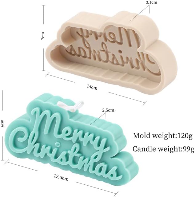 TOPYS Wave Alphabet Letter Pillar Silicone Candle Molds, DIY Casting Epoxy Letter Molds for Clay Resin Pendant Plaster Carving Making Aromatherapy White Elephant Gifts (Merry Christmas)