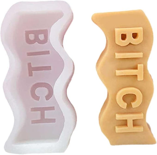 TOPYS Wave Alphabet Letter Pillar Silicone Candle Molds, DIY Casting Epoxy Letter Molds for Clay Resin Pendant Plaster Carving Making Aromatherapy White Elephant Gifts (Bitch)
