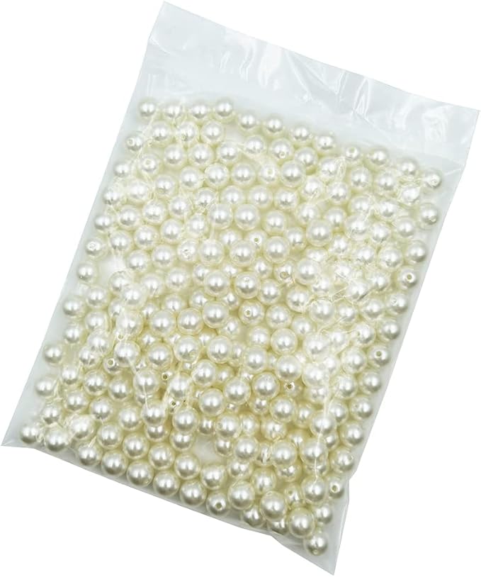 INSPIRELLE 220pcs 14mm Ivory Art Faux Pearl Beads ABS Round Loose Spacer Beads for DIY Craft Necklaces Bracelets Jewelry Making