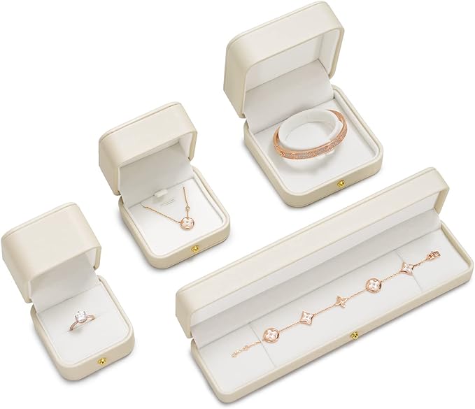 Premium White PU Leather Bracelet Bangle Gift Box Velvet Interior Jewelry Bracelet Storage Holder Box