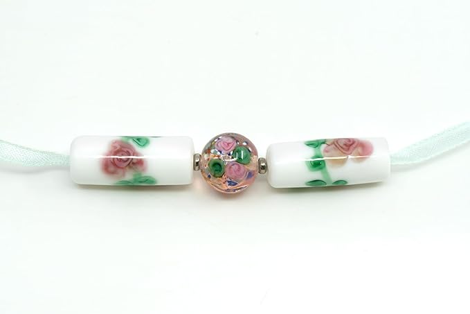 10 pcs Mix of Bohemia Lampwork Czech Glass Beads with Flowers, Hand Made Set Kit, LW 001