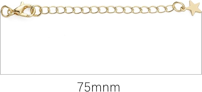 BEADIA 14K Gold Plated Extender Chains 75mm 20pcs Star Extension Tail Chains for Jewelry Making Findings