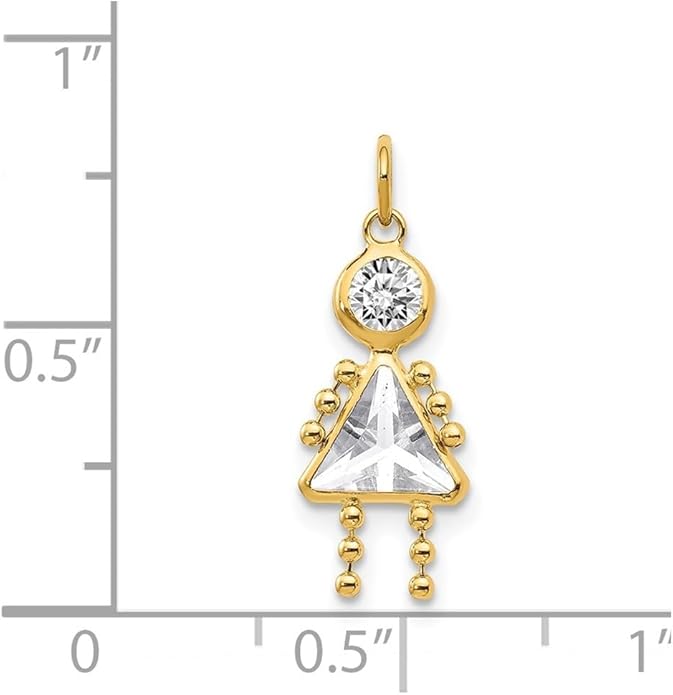 14K Yellow Gold January to December Month Boy and Girl Birthstone Charm Pendant Necklace or Bracelet (L- 20 mm/0.79 Inch, W- 10 mm/0.4 Inch)