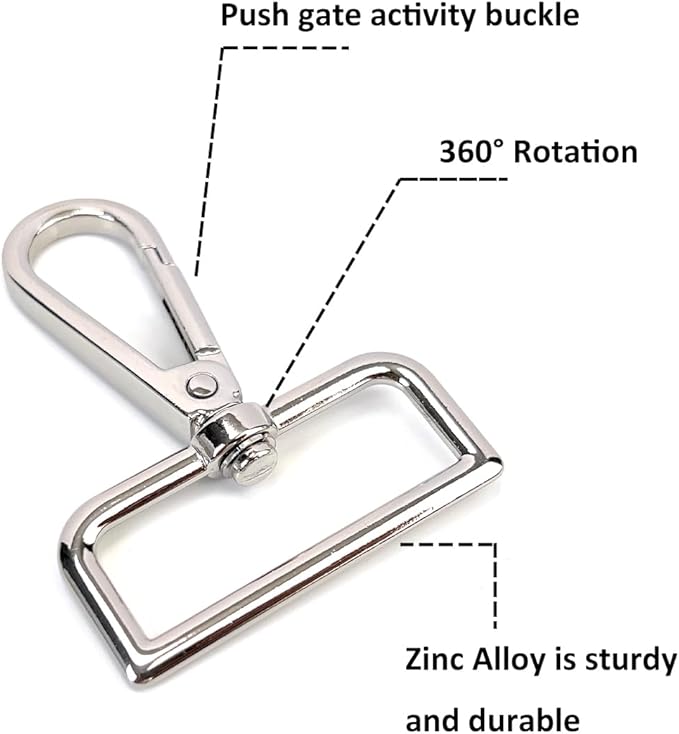 10 Pcs D Ring Swivel Lobster Claw Clasps Push Gate Snap Hooks Trigger Clips for Purse Keychain Strap Making