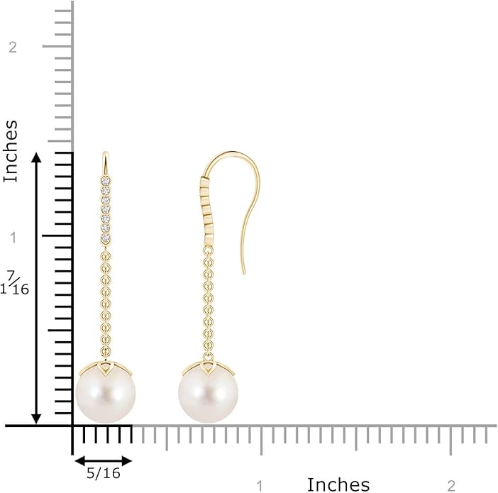 ANGARA Freshwater Pearl Earrings for Women | Round Freshwater Cultured Pearl Diamond Drop Earrings in 14K Solid Gold/Platinum | June Birthday, Anniversary, Gemstone Jewellery Gift