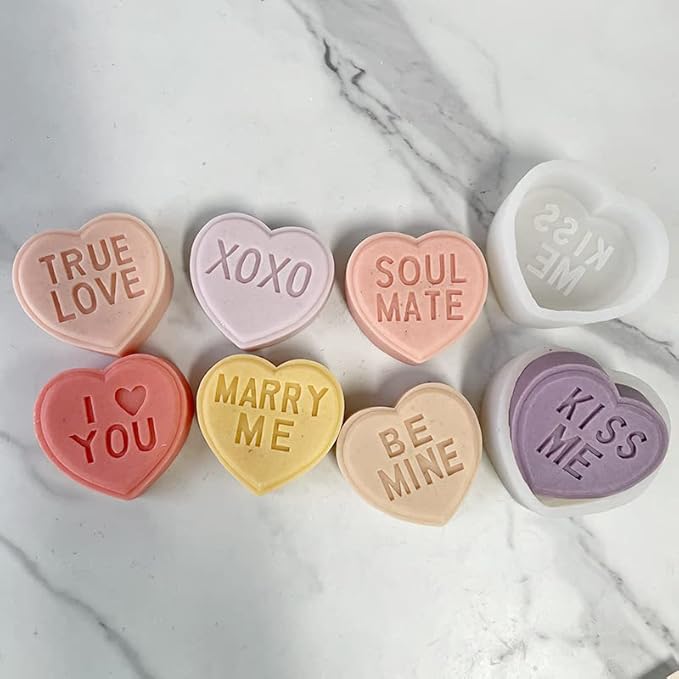 TOPYS Heart Alphabet Letter Silicone Candle Molds, DIY Casting Epoxy Letter Molds for Clay Resin Pendant Plaster Carving Making Aromatherapy Valentine's Day Gifts (ture Love) 20221110-10
