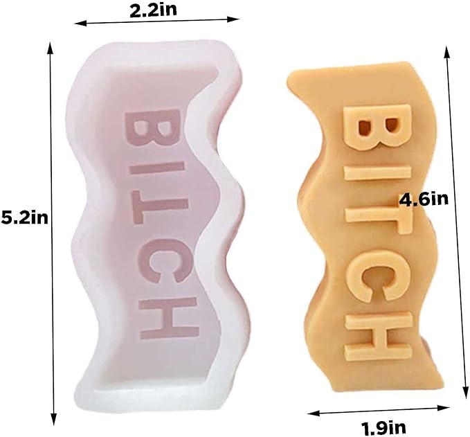 TOPYS Wave Alphabet Letter Pillar Silicone Candle Molds, DIY Casting Epoxy Letter Molds for Clay Resin Pendant Plaster Carving Making Aromatherapy White Elephant Gifts (Bitch)