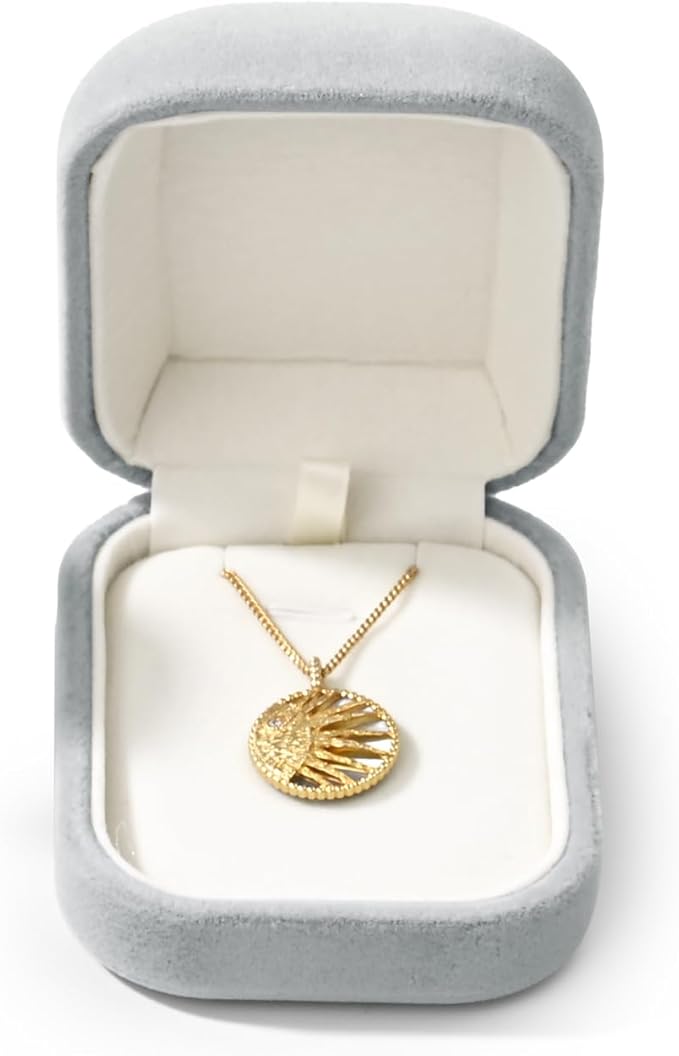 Velvet Necklace Box - Jewelry Case for Pendant, Birthday, Wedding, Mother's Day, Valentine's Day Gift (Grey)