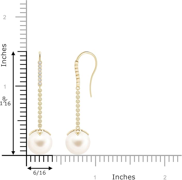 ANGARA Freshwater Pearl Earrings for Women | Round Freshwater Cultured Pearl Diamond Drop Earrings in 14K Solid Gold/Platinum | June Birthday, Anniversary, Gemstone Jewellery Gift