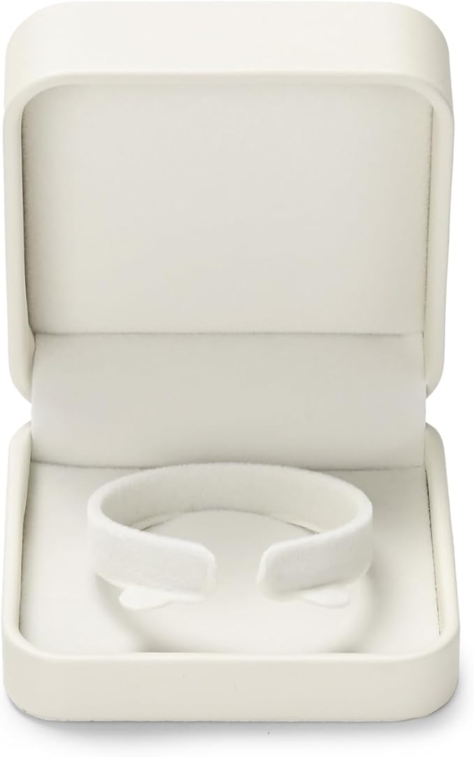 Leather Bracelet Bangle Gift Box Bangle Holder Velvet Interior Jewelry Gift Box Jewellery Storage Case for Wedding Birthday Mother's Day Gifts (White)