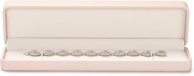 Pink Necklace Bracelet Box Long Chain Bracelet Necklace Gift Box Storage Case for Proposal Wedding Day Valentine's Day Gift,Velvet Interior(Pink)