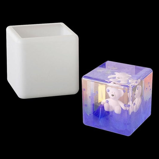 Square Resin Mold - 4 Inch Cube Hexahedron Crystal Display Mold for UV Epoxy Resin Art - Silicone Home Office Decor (1 Piece)