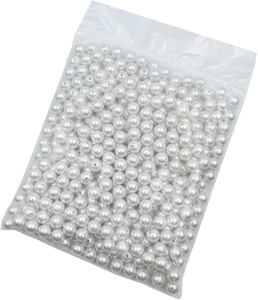 INSPIRELLE 360pcs 12mm White Art Faux Pearl Beads ABS Round Loose Spacer Beads for DIY Craft Necklaces Bracelets Jewelry Making