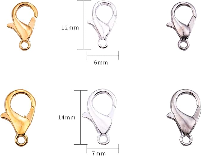 BEADIA Alloy Lobster Clasps 14x7mm Platinum Plated Lobster Claw Clasps for DIY Jewelry Making 100pcs