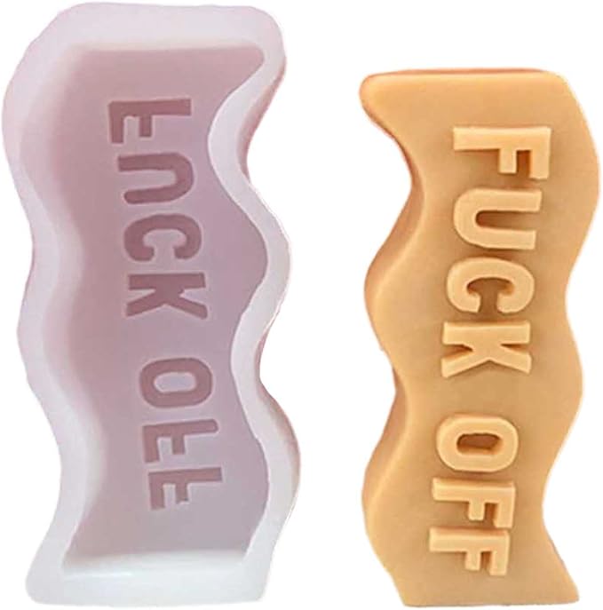 TOPYS Wave Alphabet Letter Pillar Silicone Candle Molds, DIY Casting Epoxy Letter Molds for Clay Resin Pendant Plaster Carving Making Aromatherapy White Elephant Gifts (Fuck Off)