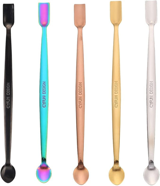 CYFUN DESIGN 5 Colors 304 Stainless Steel Craft Spoons Set for DIY Scrapbooking Glitter Embossing Powders Sequins and Other Small Embellishment Craft Cardmaking High Lighten