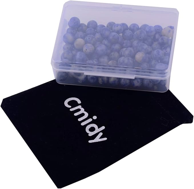 Natural Stone Beads 100pcs 8mm Blue White Sodalite Round Real Stone Beading Loose Gemstone Hole 1mm DIY Charm Smooth Beads for Bracelet Necklace Earrings Jewelry Making (Blue White Sodalite, 8mm)