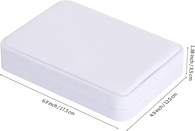 LETURE Large Velvet Jewelry Set Box, Big Necklace and Ring Earring Pendant Gift Box, Pearl Necklace/Chunky Necklace Jewelry Storage Case (White)