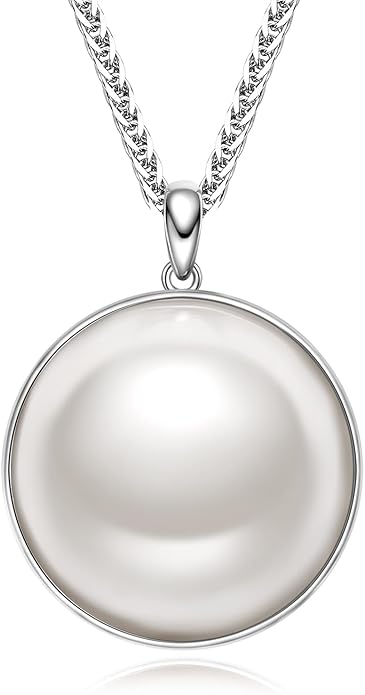 Gifts for Wife Women Anniversary -Mabe Pearl Necklace -Mom Girlfriend Her Fine Jewelry Mothers Day Valentines Christmas Birthdays Gift