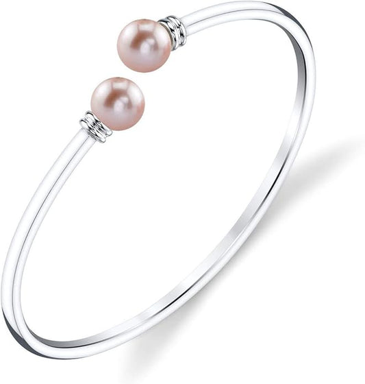 The Pearl Source Genuine Freshwater Cultured Pearl Jackie Bangle Bracelet for Women