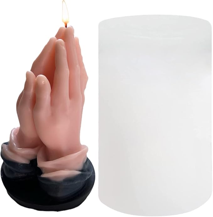 TOPYS 3D Hands Folded for Prayer Candle Silicone Mold Scented DIY Reisn Mold Gypsum Mould for Praying Blessing Candle Making Resin Soap Gifts Wax Aromatherapy Craft Supplies Home Halloween Decor