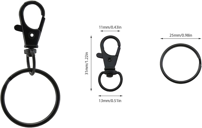 ZZHXSM 100-Piece Swivel Hook Set with 50 Key Rings, Lobster Clasp Keychain Hooks for DIY Jewelry (Assorted Colors)