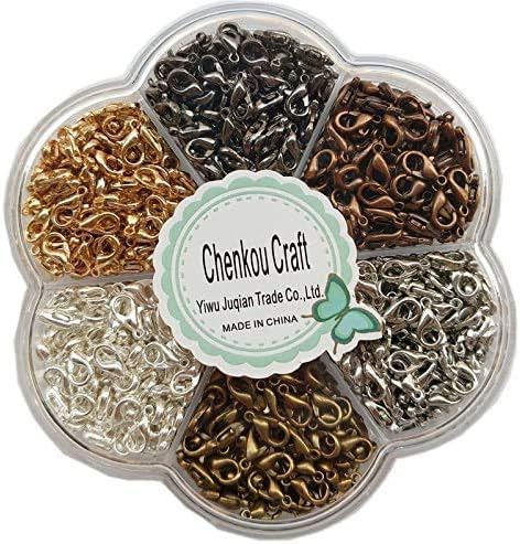 Chenkou Craft 1 Box Around 560pcs 7 Colors Lobster Clasp Jewelry Making Repairing (12X7mm)