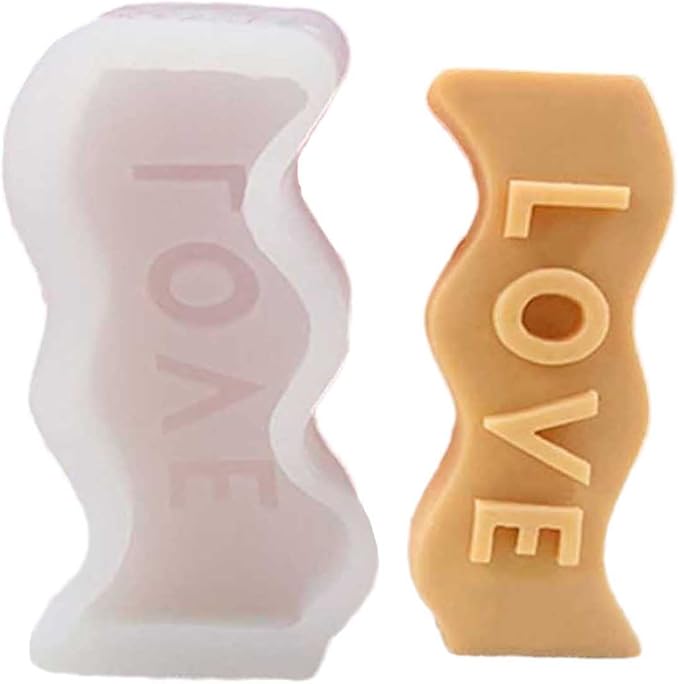 TOPYS Wave Alphabet Letter Pillar Silicone Candle Molds, DIY Casting Epoxy Letter Molds for Clay Resin Pendant Plaster Carving Making Aromatherapy White Elephant Gifts (Love)