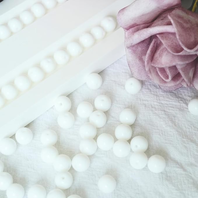 Jabrand 100pcs White Beads, 8mm Porcelain Beads for Jewelry Making Round Ceramic Bead Unique Vintage Bead for Craft Beading Kit Bracelets DIY Decor