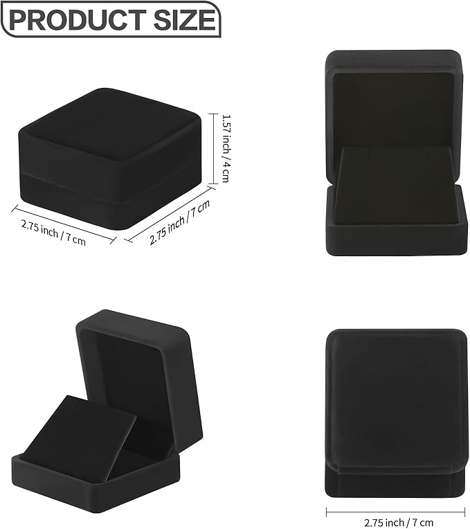 2 Pieces Velvet Earring Gift Box, Small Jewelry Storage Holder Display Boxes For Earring Stud Necklace, Jewelry Showcase With Stereo Display Cardboard (BLACK)