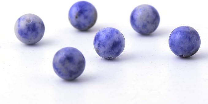 Natural Stone Beads 100pcs 8mm Blue White Sodalite Round Real Stone Beading Loose Gemstone Hole 1mm DIY Charm Smooth Beads for Bracelet Necklace Earrings Jewelry Making (Blue White Sodalite, 8mm)