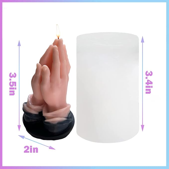 TOPYS 3D Hands Folded for Prayer Candle Silicone Mold Scented DIY Reisn Mold Gypsum Mould for Praying Blessing Candle Making Resin Soap Gifts Wax Aromatherapy Craft Supplies Home Halloween Decor