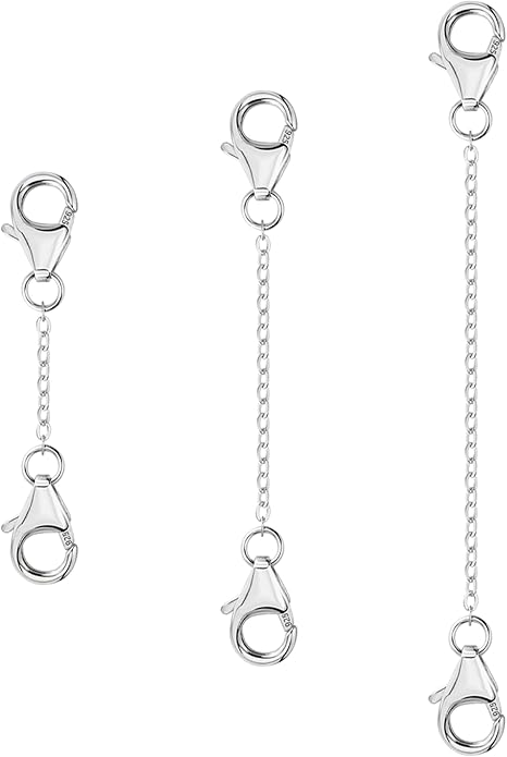 3 Pcs 925 Sterling Silver Necklace Extenders Gold Plated Durable Strong Removable Necklace Bracelet Anklet Extension Chain Extenders for Jewelry Making 1 2 3 Inch