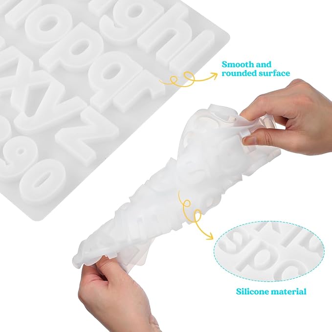 1pc Alphabet Ornament Mold Alphabet Resin Molds Silicone Molds for Resin Number Silicone Keychain Molds DIY Sugar Mould Number Manual Chocolate Candies Child