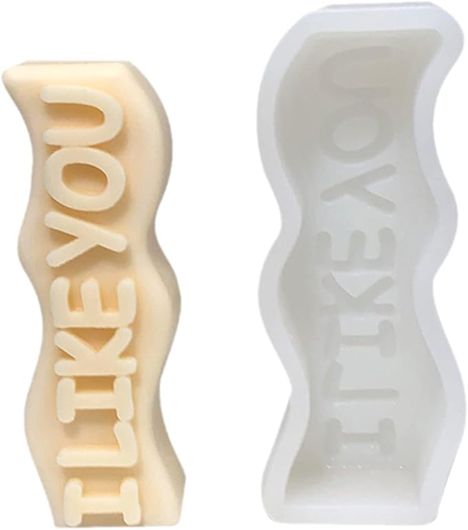 TOPYS Wave Alphabet Letter Pillar Silicone Candle Molds, DIY Casting Epoxy Letter Molds for Clay Resin Pendant Plaster Carving Making Aromatherapy White Elephant Gifts (i Like You)