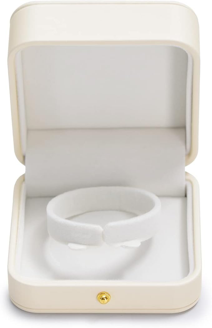 Premium White PU Leather Bracelet Bangle Gift Box Velvet Interior Jewelry Bracelet Storage Holder Box