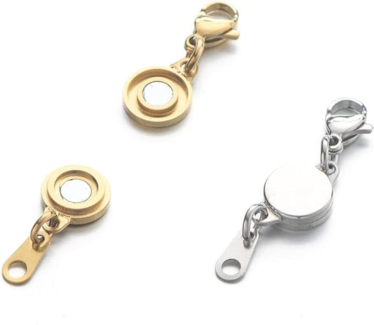 Zpsolution Stainless Steel Locking Magnetic Necklace Clasps and Closures, 18K Gold and Silver Plated Magnetic Clasps for Jewelry Making