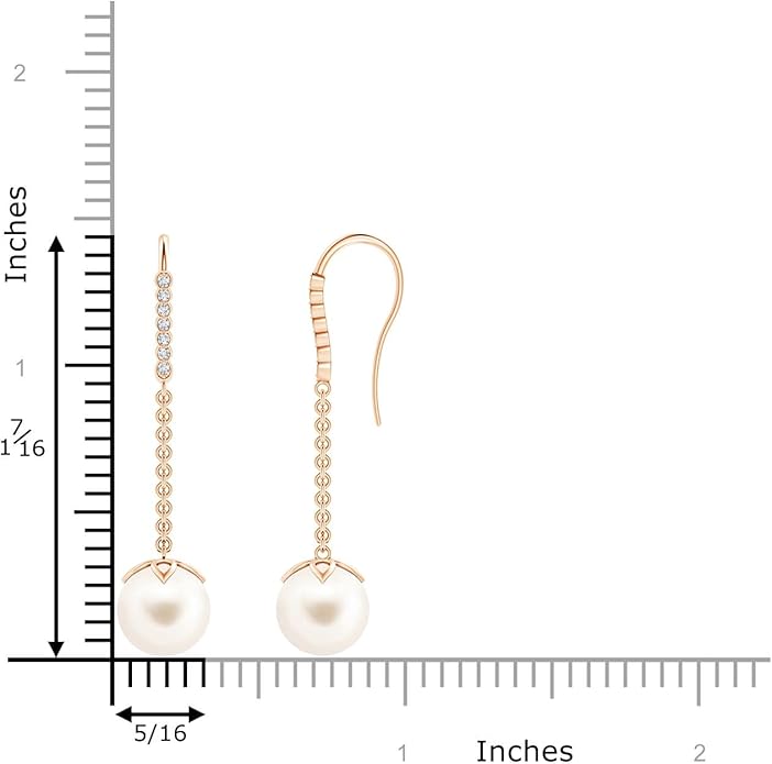 ANGARA Freshwater Pearl Earrings for Women | Round Freshwater Cultured Pearl Diamond Drop Earrings in 14K Solid Gold/Platinum | June Birthday, Anniversary, Gemstone Jewellery Gift