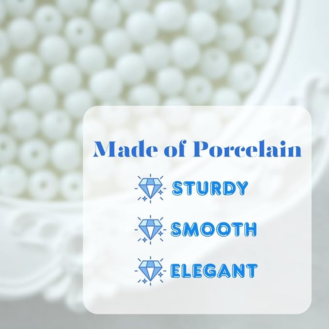 Jabrand 200pcs White Beads, 6mm Porcelain Beads for Jewelry Making Round Ceramic Bead Unique Vintage Bead for Craft Beading Kit Bracelets DIY Decor