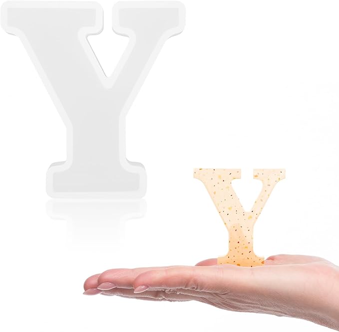 Gartful Resin Letter Molds, Y Capital Alphabet Epoxy Resin Mold, Thick 3D Silicone Letter Molds for Making Letters, Word Sign Art, DIY Crafts, Making Candle, Party, Home Decor
