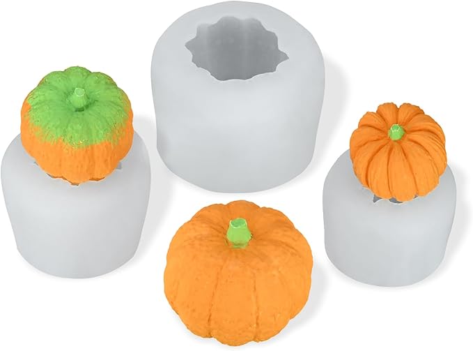 Sakolla 3D Pumpkin Candle Molds, 3 Pack Pumpkin Silicone Mold for DIY Epoxy Resin, Handmade Soap, Candle, Cake Baking